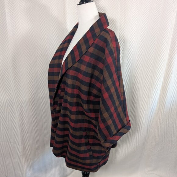 Design Lab Lord & Taylor Open Blazer Plaid Flannel Relaxed Fit Large Pockets - Picture 2 of 13